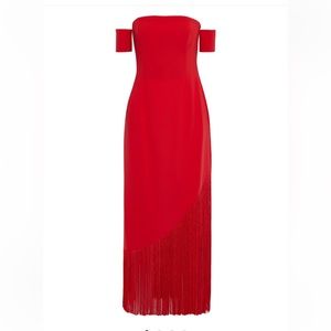 Sachin & Babi Zai off-the-shoulder fringed cady maxi dress